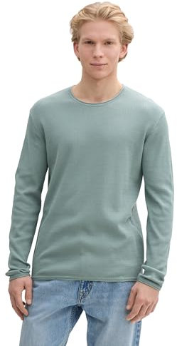 TOM TAILOR Denim Maglione da Uomo con Scollo Rotondo, 28129 - Light Ice Blue, L