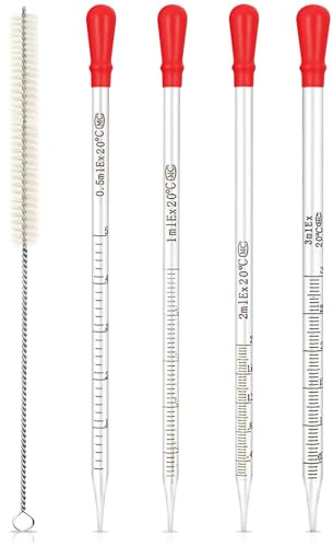 Transfer Pipette 0.5ml 1ml 2ml 3ml,Glas Pipetten,Glaspipette mit Bürsten | Glas Pipette Dropper,Measuring Pipettierer,Tropfpipette für Labor Lebensmittel Forschung Medizin Schule