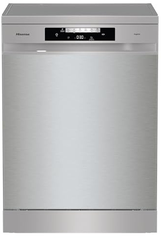 Hisense HS643D90X - Colore Inox, Classe D, 16 coperti, terzo cesto, 46dB, 6 programmi, partenza ritardata, total dry, motore asincrono, total AcquaStop, 11L, libera installazione