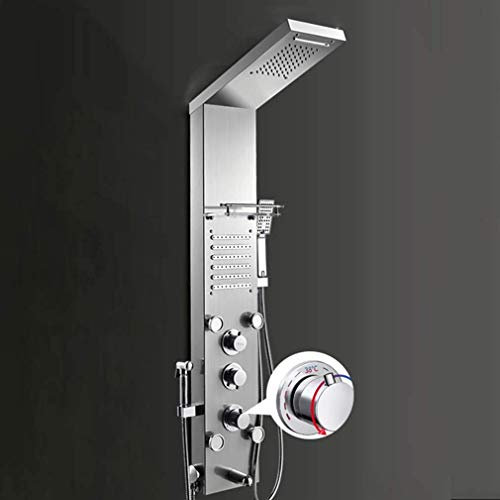 DRFGNF Système de Douche Thermostatique Cascade Panneau de Douche à Effet Pluie Colonne de Douche Colonne de Douche Jets de Massage corporel Douchette à Main Bec de Baignoire Panneau de Douche mura