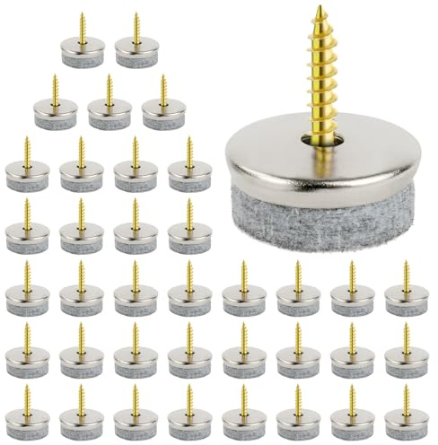 Flintronic 38 stycken filttassar, skruvar, Ø 22 mm, stol filtglidare, skruvar, runda, filtglider för stolar, skruvar, för möbler, stolar, laminat, parkettkakel, stolben, golvskyddskuddar