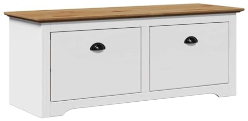 vidaXL Flurbank BODO Weiß und Braun 114x40x45 cm