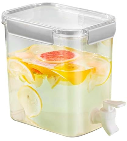 Lunaanda 3.5L Dispenser Acqua con Rubinetto, Dispenser Bevande da Frigorifero in Plastica Senza BPA, Contenitore Acqua con Coperchio per Succo, Tè Freddo, Limonata, Latte, Feste e Campeggio (Grigio)