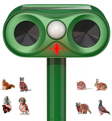 Katzenschreck Ultraschall,Upgrade 2025 Katzenabwehr Solar Ultraschall Tiervertreiber,Katzenabwehr Garten mit PIR Bewegungssensor,Katzenschreck für Garten,Wirksam gegen Katzen,Hunde,Mäse,Marder,1 Stück