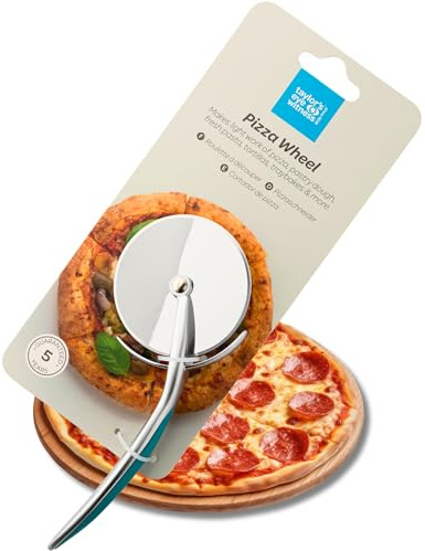 Taylors Eye Witness Aluminum Rolling Pizza Cutter Wheel - Blade with Stainless Steel Construction. Dishwasher Safe, Easily Glides Through Tough Dough with Guard to Protect Hands, Lagoon Colour