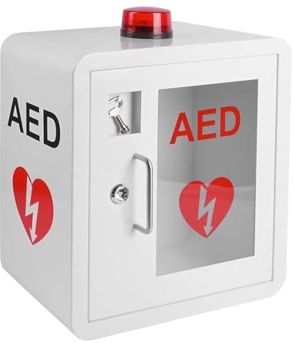 första hjälpen-skåp för AED Väggskåp for AED-defibrillator, larmad AED-skåp, väggmonterat förvaringsskåp for AED-defibrillator med nyckel och larm
