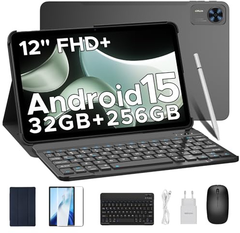 DOOGEE T36 Tablet 12 Pollici, Android 15, 2025 Nuovo Tablet con Tastiera, 20GB+256GB/2TB Tablets con Penna, 8800mAh, 90 Hz Octa-Core Tablets Gaming, Widevine L1/ Mouse/Case - Nero
