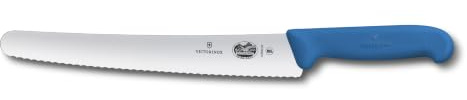 Victorinox Fibrox Konditorsäge mit Wellenschliff, Langes Küchenmesser für Kuchen und Backwaren, 26 cm, Scharf, Rostfreier Stahl, Blau