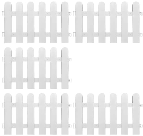 Weißer Gartenzaun, 5 Stück, weißer Lattenzaun, Elegante Latteneinsätze aus Kunststoff, Hecke, dekorative schützende Rasenkante für Garten, Landschaftsbau, Bauernhöfe, 50 x 30 cm für drinnen und drauß