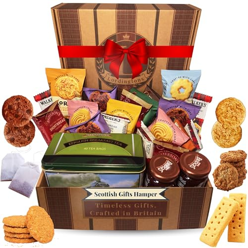 Luxury Scottish Gifts Hamper – Afternoon Tea Hamper for 2 Contains Scotland’s Finest Tea, Jams, Shortbread and Biscuits Gift Set. Heritage Lordingtons Tea Gifts for Women and Men