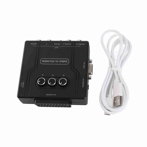 ZDETGU RGBS SCART VGA zu YPbPr Konverter Component Video Adapter für Spielekonsolen Wie N64 MD Konvertierung von SCART VGA zu YPbPr für Gestochen Scharfes Gameplay