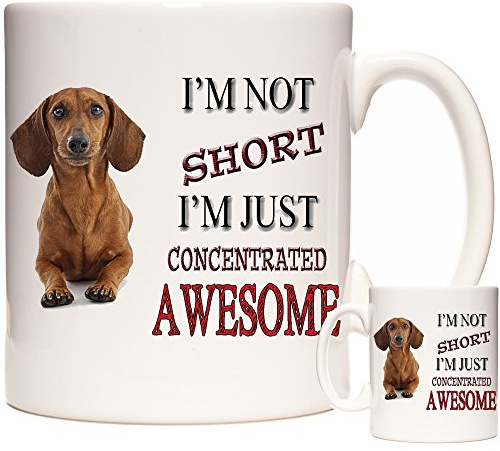 Sausage Dog Dachsund Gift Coffee Mug/Tea Cup. I Am Not Short. Ceramic Gift Mug for Dog Lovers