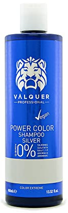 VALQUER Power Color Plata Champú Potenciador de Color | Para Cabello Teñido o Natural | Coloración Temporal con Ingredientes Naturales | Sin Sulfatos | Vegano | 400 ml
