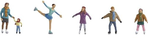 NOCH Ice Skating, Detailed Winter Figures H0, Plastic Hand-Coloured for Model Railways