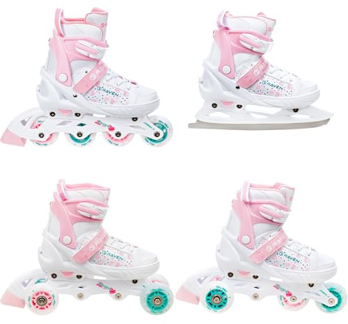 RAVEN 4in1 Inline Skates Triskates Rollschuhe Schlittschuhe Inliner LED Räder für Kinder Mädchen verstellbar