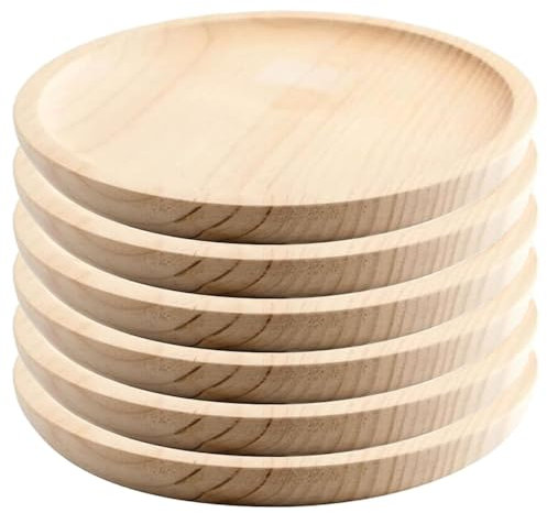 Space Home - Piatti per Polpo in Legno - Piatto per Polpo - Piatto per Formaggi - Piatto in Legno - Set di 6 - Diametro 26 cm