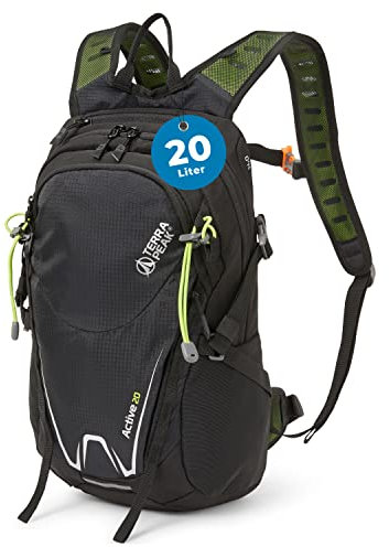 Terra Peak Wanderrucksack 20L Damen Herren Active 20 Erwachsene schwarz klein - Trekking-Rucksack ergonomisch - Outdoor Daypack Tagesrucksack wasserdicht, leicht mit Rückenbelüftung