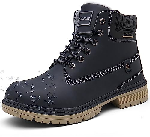 Stivali Invernali Uomo Donna Stivali da Neve Caldi Foderati Stivaletti Scarpe Inverno Trekking Outdoor, Blu, 41 EU