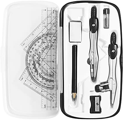 Vobou Math Geometry Sets 10 Pcs, Student Supplies Kit, for School (Black)