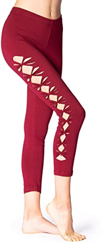 PANASIAM Leggings biologici 'Wati', goa, Psytrance, Alternativa Hippie Donna Legging ¾, in Nepal, Tinta Unita in S, M, L & XL