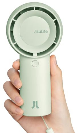 JISULIFE Turbo Handventilator Akku [16 Stunden Lange Arbeitszeit] 4000mAh Tragbarer Mini Ventilator USB Wiederaufladbarer mit 5 Geschwindigkeiten für Reisen/Draußen/Zuhause/Büro - Braun