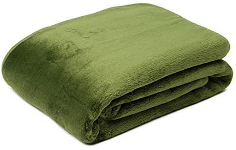 Gözze - Premium Cashmere-Feeling Wohn- und Kuscheldecke, 500 g/m², 180 x 220 cm - Dunkelgrün
