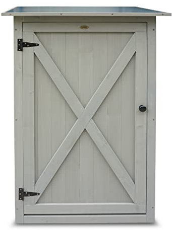 HABAU Gartenschrank mit Flachdach | Wetterfester Outdoorschrank mit Regalböden | Schrank für Draußen (Grau)