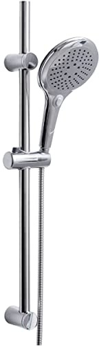 Duschstange Duschbrause Duschkopf, Flexibles Dusch-Set 750mm, Handbrause mit drei Strahlarten, Duschkopf mit Gleiter, Brauseschlauch 150cm