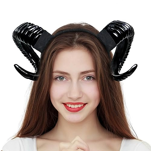 Orgoue Teufelshörnern Haarreif, Dämon Hörner Kopfschmuck Schaf Horn Stirnband Accessoire für Frauen Erwachsene Kinder für Halloween Karneval Kostüme Fotos Requisiten…