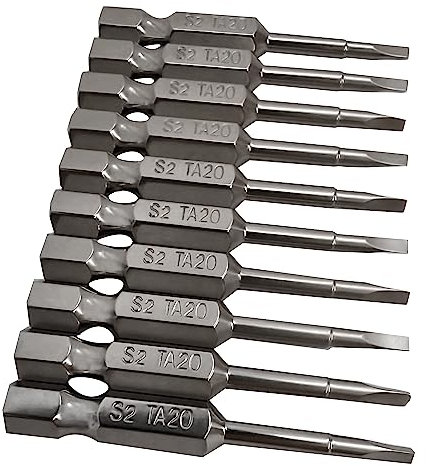 TA - Juego de puntas de destornillador de cabeza triangular de 2,0 mm, puntas de destornillador magnéticas triangulares de acero S2, broca triangular de vástago hexagonal de 1/4, 50 mm de longitud, 10