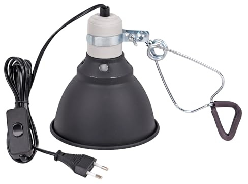 MOGOULUA Support de lampe chauffante E27 Dôme profond Clip 5,5 pouces Chauffe-tortue Réservoir de reptiles Protection en filet