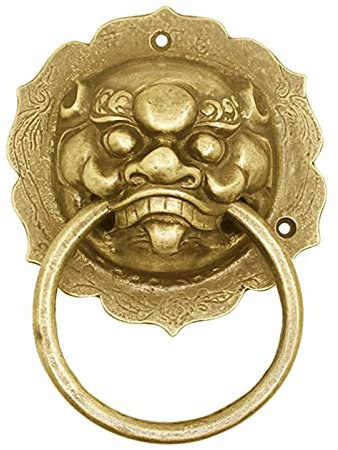 LOHXA Antiker-Türklopfer, Rustikaler Villa-Haustürgriff, Rostfreies Kupfer-Türdekorationszubehör/Brass