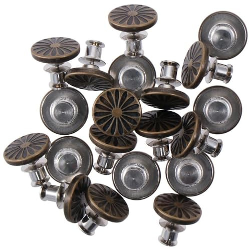 YYlingx 20 Sets Replacement Jeans Buttons 17mm Removable Pants Metal Button Retro Flower Pattern Snap Denim Buttons with Rivets for Jeans Sewing Crafts DIY Clothes Accessories