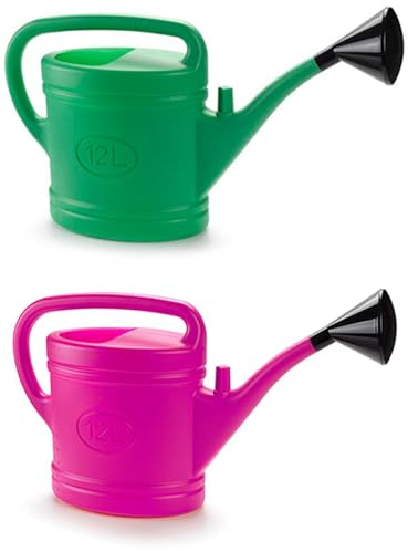 Tradineur - Pack de 2 Regaderas de plástico - Capacidad 12 litros - Utensilios de jardinería, riego, casa, balcón, terraza, Patio - Color Aleatorio