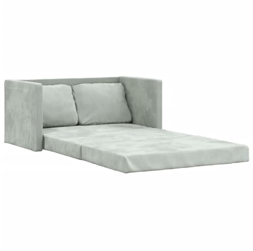 KTHLBRH Bodensofa mit Schlaffunktion Hellgrau 122x204x55 cm Samt Wohnzimmersofa Schlafzimmersofa Arbeitszimmersofa Büro-Sofa für Wohnzimmer, Schlafzimmer, Büro, Lounge