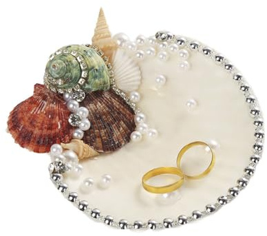 Wisafory Muschel Schmuckschale Ringhalter Schale Schmucktablett Schmuckhalter Ablageschale Dekoschale mit Perlen Muscheln Schmuckschale Schmuck Organizer Tablett für Ring Armband Ohrringe 2#