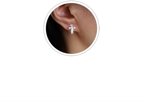 TseenYi Boucles D'oreilles Croix En Cz Boucles D'oreilles Croix En Argent Boucles D'oreilles En Strass Boucles D'oreilles Crucifix En Cristal Pave Boucles D'oreilles Croix En Cz Boucles D'oreilles