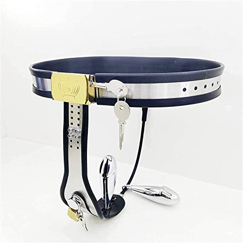 Edelstahl Weibliche Keuschheitsgürtel Bondage Keuschheit Schloss mit Metall 2 Anal Plug und Vagina Plug Keuschheitskäfig Extrem Sex Fetisch Unterwäsche Sexspielzeug für Frauen,Silber,60~70cm