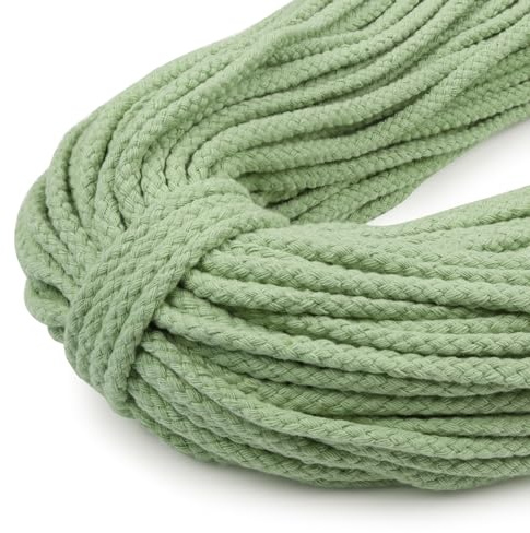 Uiopa Baumwollkordel 7mm x 90m, Kordelband Natürliche Makramee Garn 7mm Geflochten, Dicke Kordel Baumwollseil für Kordelzug, Pflanzenaufhänger, Wandbehang, Traumfänger, Garten, DIY-Projekte