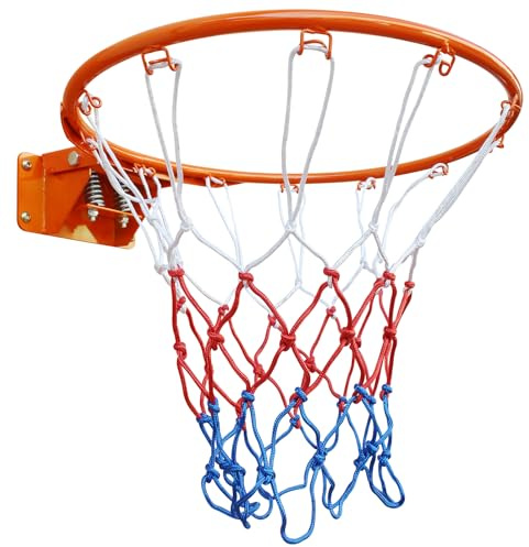 45cm Basketballkorb-Ring Stabil mit Doppelter Feder und Netz für Boden- und Wandmontage, Stahl-Basketballkorb für den Innen- und Außenbereich