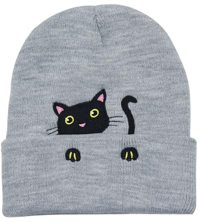 YAMEIZE Katzen Mütze Strickmützen für Damen - Herren Cat Mütze Katze Winter Schädelmütze Warme Outdoor
