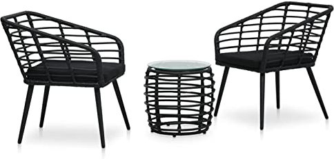 Iiaky 3-TLG. Bistro-Set Balkonset Bistrotisch Outdoor BalkonmöBel Bistro Set Outdoor Poly Rattan Schwarz - 48579