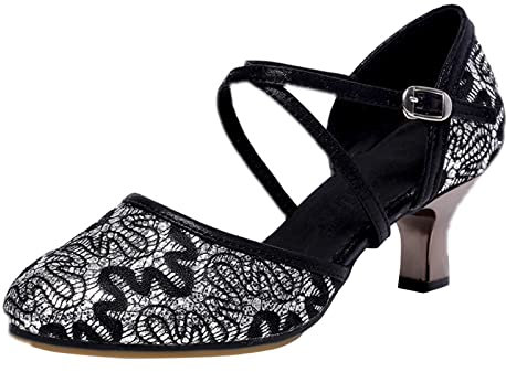 Dansskor, dam, stängda, bekväma sandaler med korsrem, klänning, kvällsskor, trattklack, sandaletter, eleganta rempumps, spetspumps, tango, danssandaler, bröllop, höga klackar1, en, 37 EU