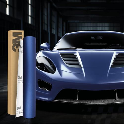 3M 2080 Car Wrapping Folie Selbstklebende Autofolie für Auto Motorrad Boot 3D Lackschutzfolie mit Luftkanälen zum Folieren (M217 Matte Slate Blue Metallic, 50 x 152cm)
