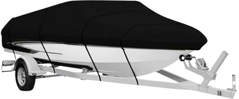 Bootspersenning Abdeckplane Bootsplane 190T Oxford Tuch Abdeckplanen für Boote, Schwarz Bootabdeckplanen Bootsabdeckung Persenning für V-Rumpf, Ruderboot, Angelboot - Wasserdicht Anti-UV