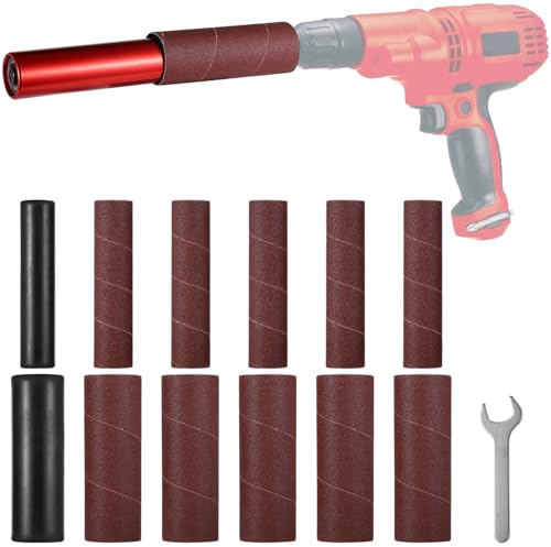 Drum Spindle Sander Set, Portable; 10 Sanding Sleeves With Hand-Held Rubber Sanding Drum; Power Drill Attachment For Plastic, Stone, Glass, Metal, Wood