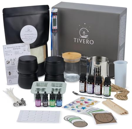 Kerzen selber machen Set – DIY Kerzen Gießset & Kerzenherstellung Bastelset mit Silikonformen, Sojawachs, Dochten & Zubehör – Komplettset für Duftkerzen, Anfänger & Profis, kreative Geschenkidee