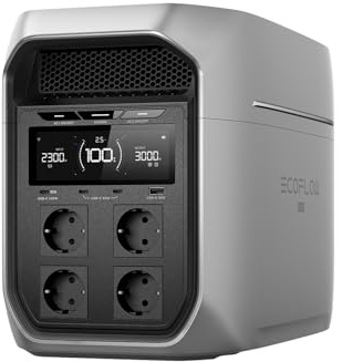 Estación portátil EF EcoFlow DELTA 3 Max Plus 2048 Wh, Generador solar | Ampliable a 10 kWh, Batería LFP, salida CA 3000 W, carga rápida 0–80% en 47 min, respaldo SAI de 10 ms, para hogar/camping