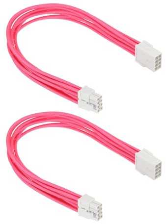 PATIKIL PCIe Cable 8 Pin Male to 8 Pin (6+2) Male 18AWG 300mm/12 Inch Long, 2Pcs GPU Power Supply PCI Express Power Adapter Cable for Graphics Card, White Pink