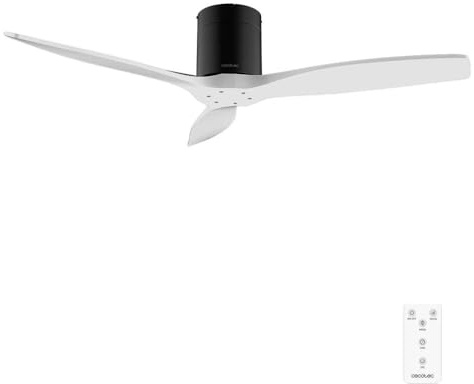 Cecotec Ventilador de Techo EnergySilence Aero 5400 Classic Black&White | Mando a Distancia, 52, Motor DC 40W, 3 Aspas, 6 Velocidades, Temporizador hasta 8h, Modo Winter/Summer